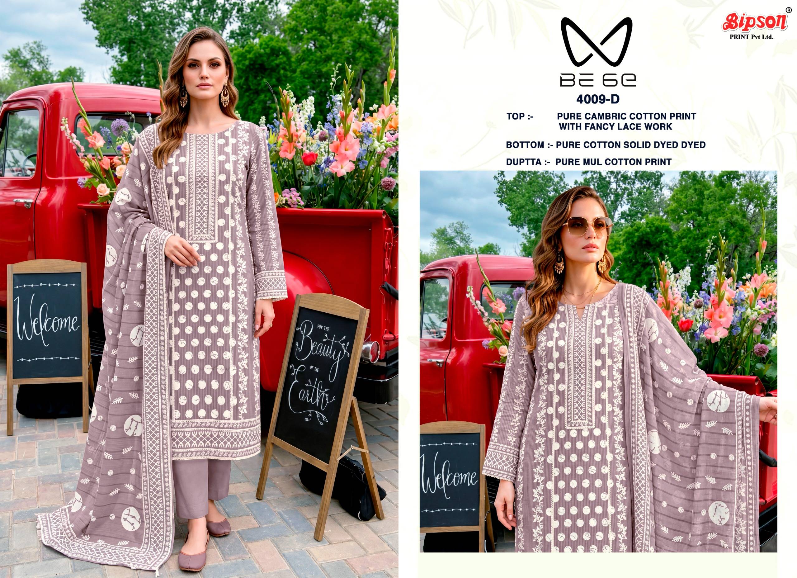 BE 6E - 4009 Series By BIPSON PRINTS Stylish Beautiful Colourful Pure Cotton Dresses At Wholesale Price